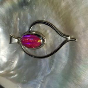 Sterling silver marked Mexico Pink Fire Opal Pendant $35.00